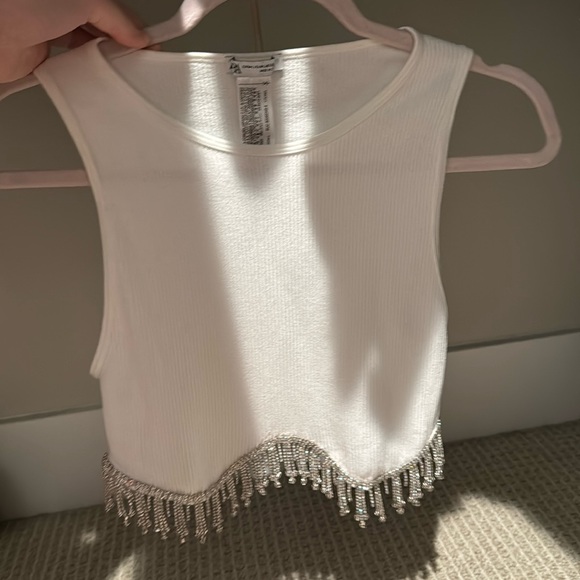 Zara Tops - White Rhinestone Top